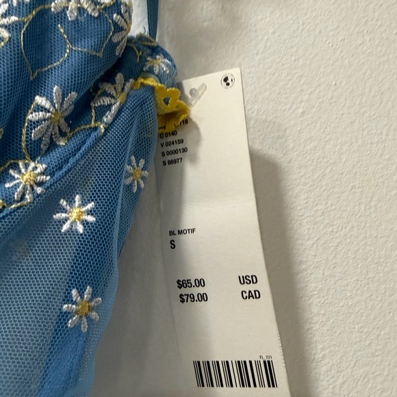 Urban Outfitters Light Blue Daisy Mesh Bustier with Yellow Trim - Picture 4 of 4